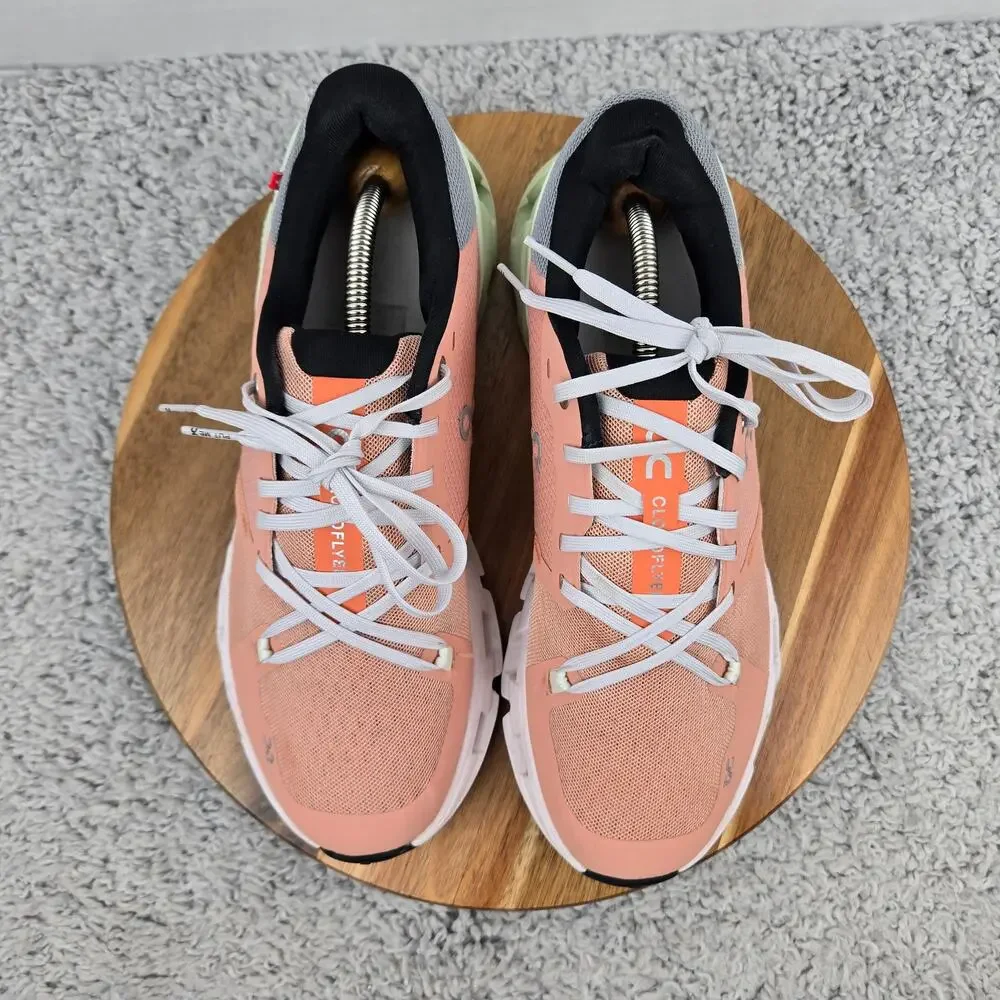 On Running Womens 10 Cloudflyer 4 Peach Aloe Athletic Casual Daily Running Shoe - Picture 5 of 13